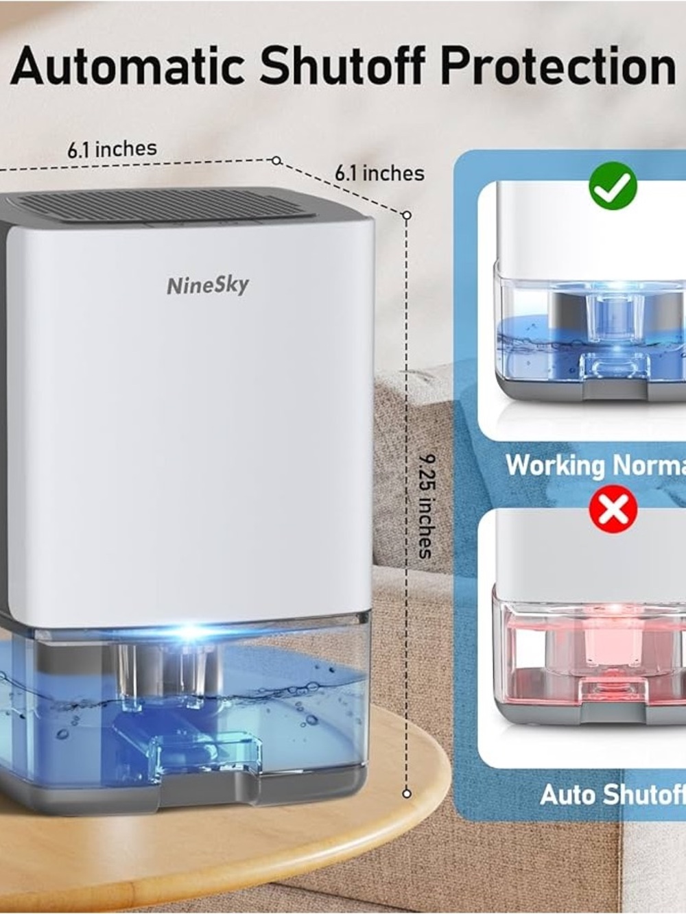 NineSky Compact White & Blue Dehumidifier - Picture 2 of 3